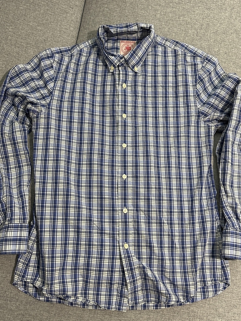 J.Press Men's Blue Plaid Button-Down Shirt — Classic Casual Button Collar